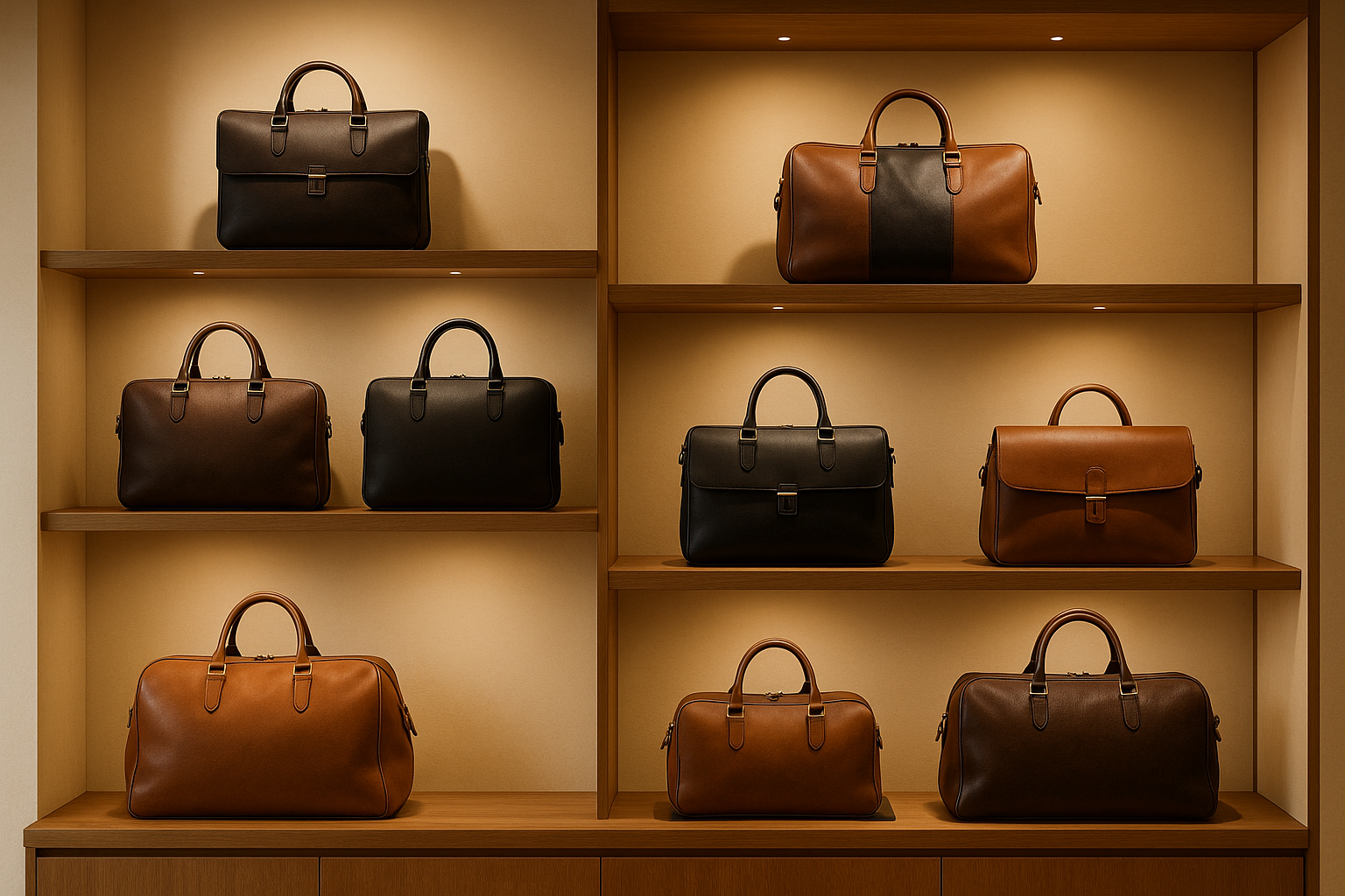 generate any which i place store background the niche is leather bag , travel bag , duffle bag
